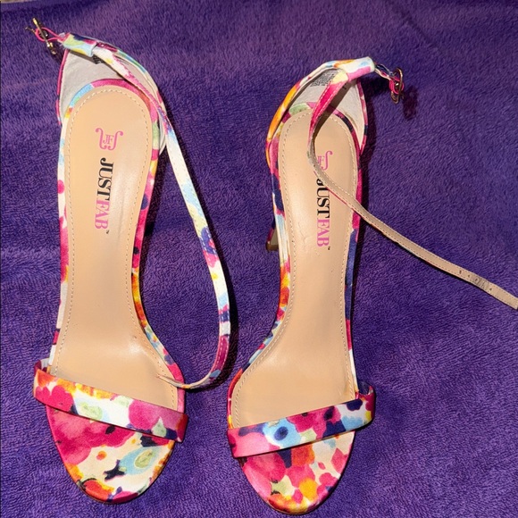 JustFab Colorful Floral Heels - Picture 1 of 5